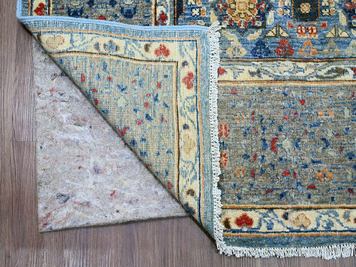 7'11" x 9'8" New Hand Knotted Blue Wool Rectangle Oriental Rug - MOA10220928