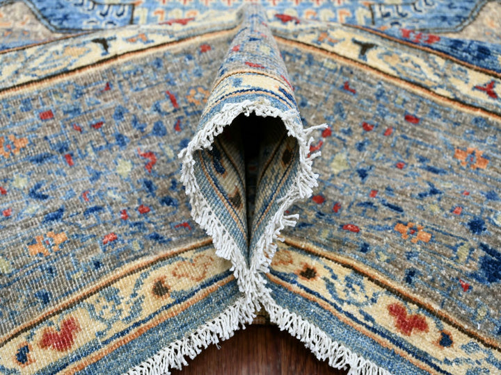 7'11" x 9'8" New Hand Knotted Blue Wool Rectangle Oriental Rug - MOA10220928