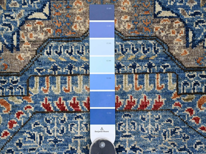 7'11" x 9'8" New Hand Knotted Blue Wool Rectangle Oriental Rug - MOA10220928