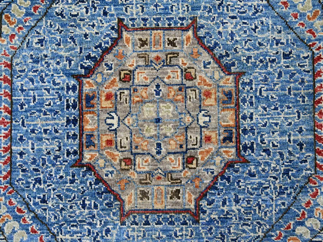 7'11" x 9'8" New Hand Knotted Blue Wool Rectangle Oriental Rug - MOA10220928