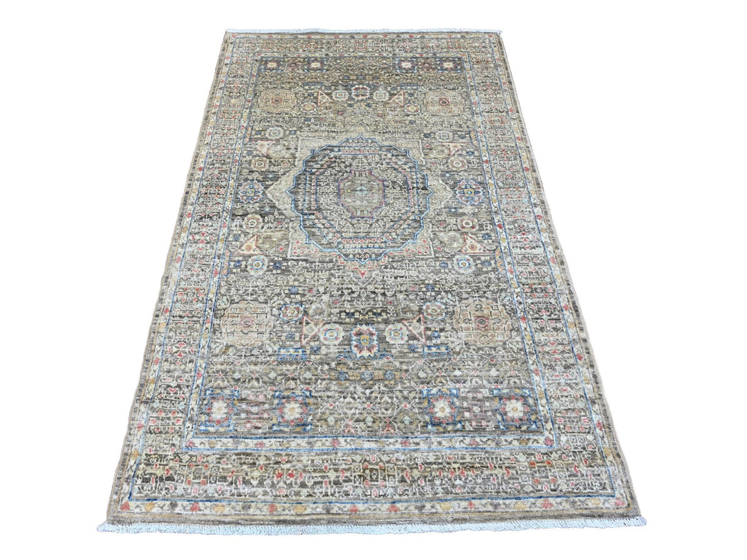 3'9" x 6'7" New Hand Knotted Brown Wool Rectangle Oriental Rug - MOA10220929
