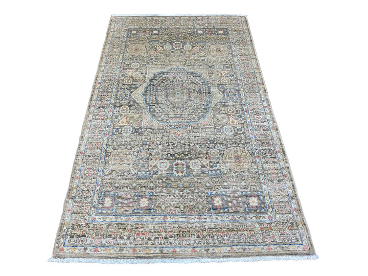 3'9" x 6'7" New Hand Knotted Brown Wool Rectangle Oriental Rug - MOA10220929