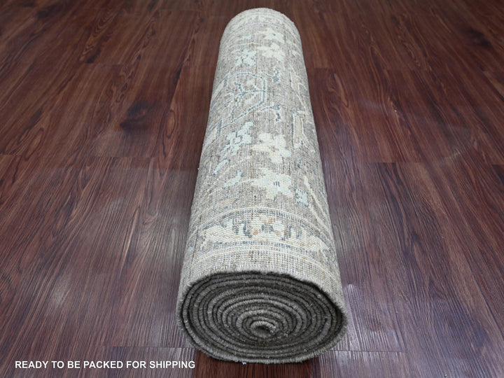 2'8" x 19'4" New Hand Knotted Brown Wool Runner Oriental Rug - MOA10220930