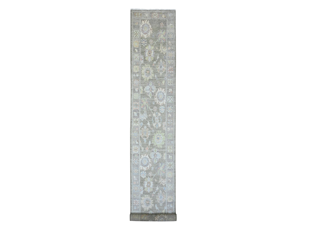 2'11" x 19'10" New Hand Knotted Green Wool Runner Oriental Rug - MOA10220931