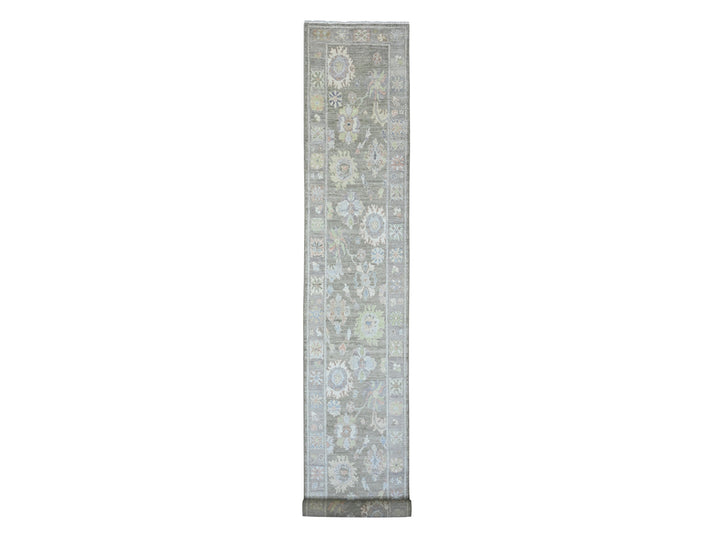 2'11" x 19'10" New Hand Knotted Green Wool Runner Oriental Rug - MOA10220931