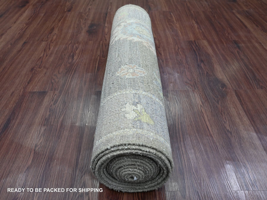 2'11" x 19'10" New Hand Knotted Green Wool Runner Oriental Rug - MOA10220931