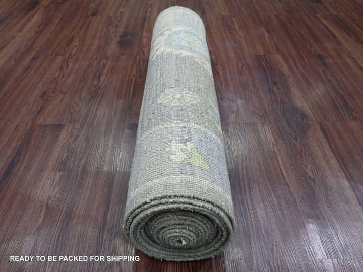 2'11" x 19'10" New Hand Knotted Green Wool Runner Oriental Rug - MOA10220931