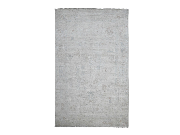 5'11" x 9'8" New Hand Knotted Ivory Wool Rectangle Oriental Rug - MOA10220933