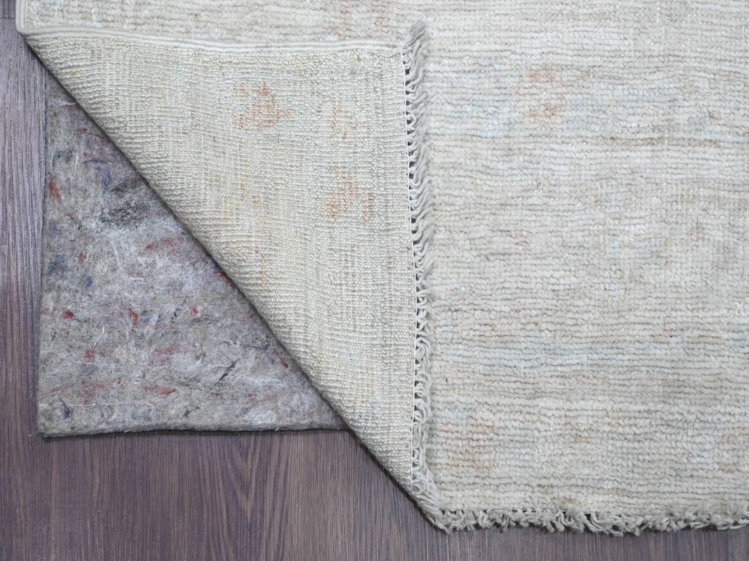 5'11" x 9'8" New Hand Knotted Ivory Wool Rectangle Oriental Rug - MOA10220933