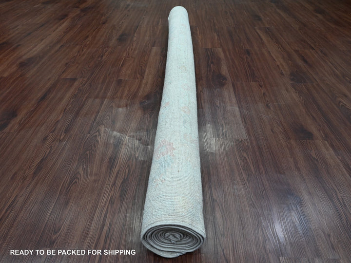 5'11" x 9'8" New Hand Knotted Ivory Wool Rectangle Oriental Rug - MOA10220933