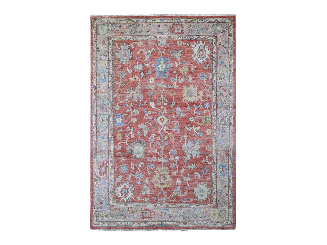 6'0" x 8'9" New Hand Knotted Red Wool Rectangle Oriental Rug - MOA10220934