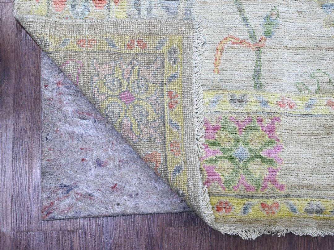 5'1" x 6'11" New Hand Knotted Ivory Wool Rectangle Oriental Rug - MOA10220936