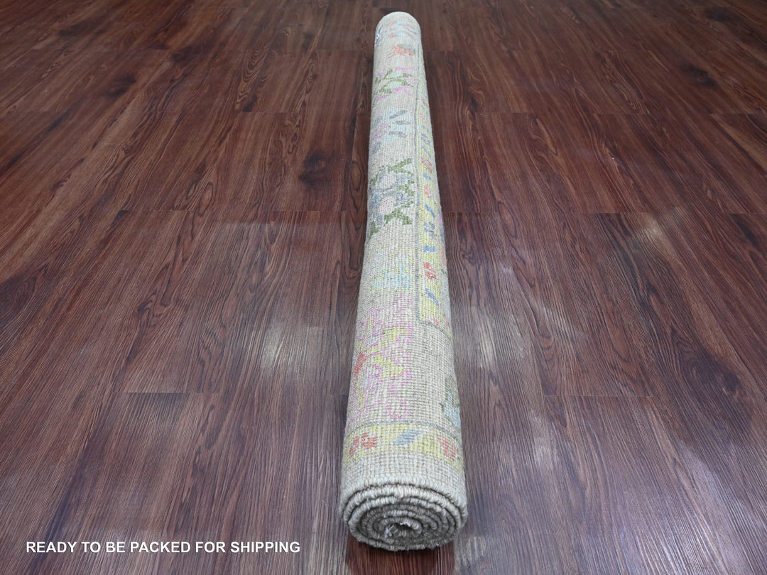 5'1" x 6'11" New Hand Knotted Ivory Wool Rectangle Oriental Rug - MOA10220936