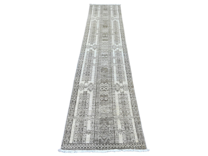 2'5" x 11'0" New Hand Knotted Brown Wool Runner Oriental Rug - MOA10220937