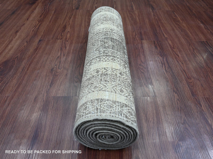 2'5" x 11'0" New Hand Knotted Brown Wool Runner Oriental Rug - MOA10220937