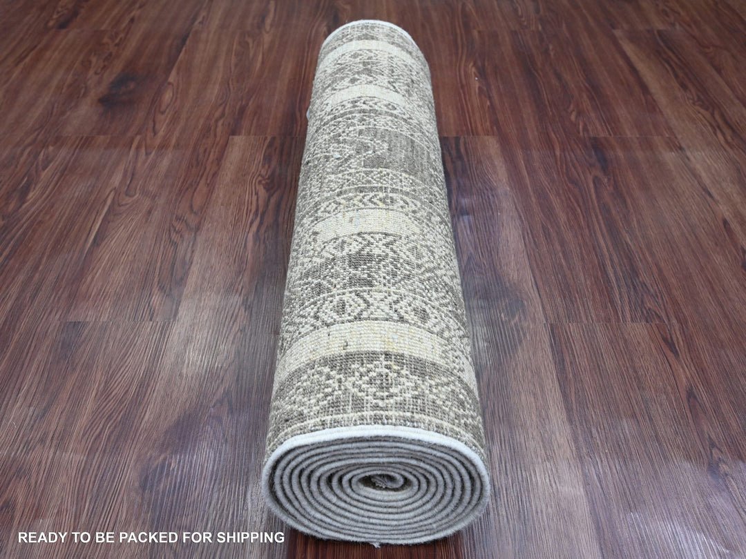 2'6" x 11'6" New Hand Knotted Brown Wool Runner Oriental Rug - MOA10220939