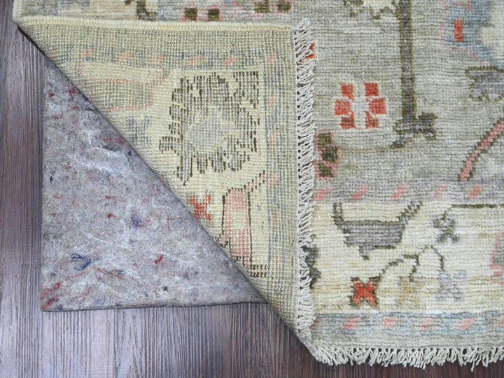 4'5" x 5'11" New Hand Knotted Grey Wool Rectangle Oriental Rug - MOA10220941
