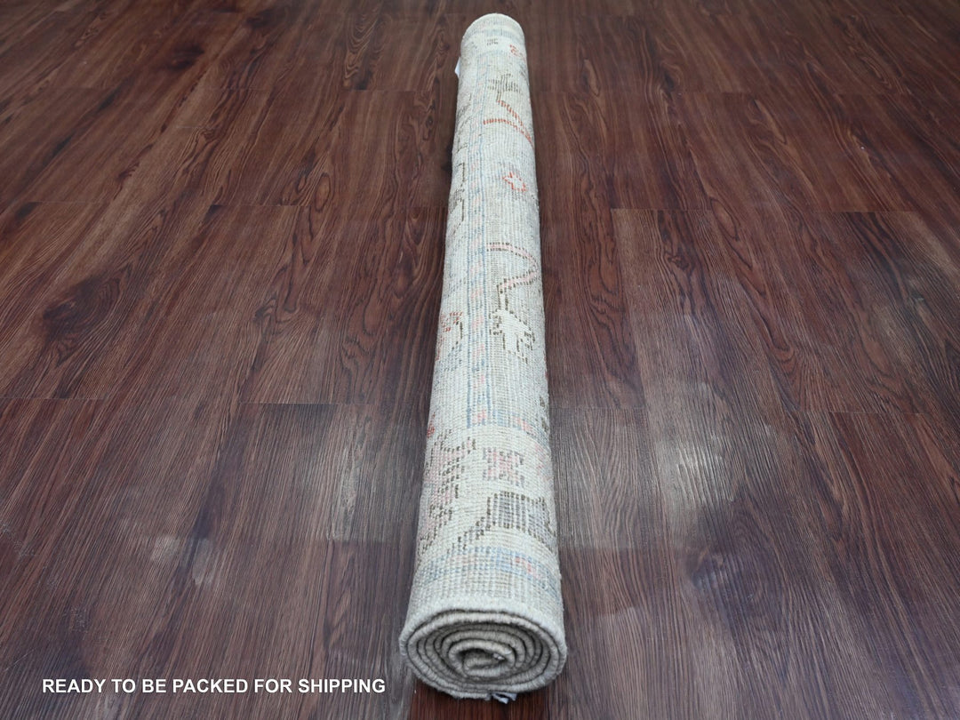 4'5" x 5'11" New Hand Knotted Grey Wool Rectangle Oriental Rug - MOA10220941