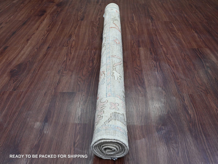 4'5" x 5'11" New Hand Knotted Grey Wool Rectangle Oriental Rug - MOA10220941