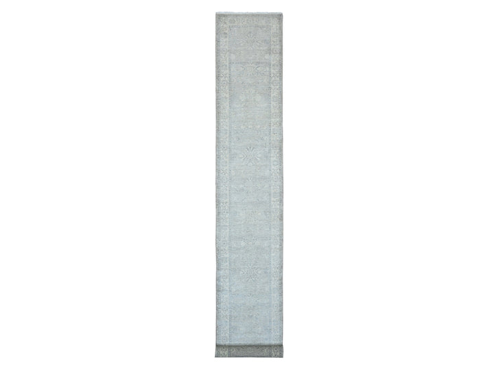 2'6" x 19'2" New Hand Knotted Grey Wool Runner Oriental Rug - MOA10220945