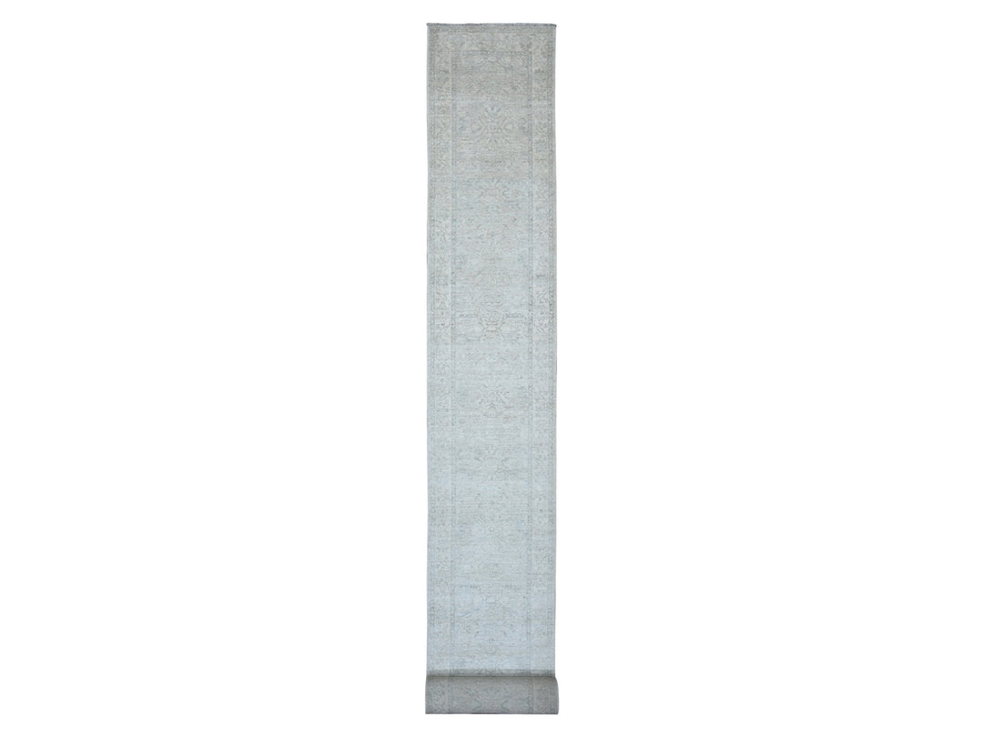 2'6" x 28'9" New Hand Knotted Grey Wool Runner Oriental Rug - MOA10220946