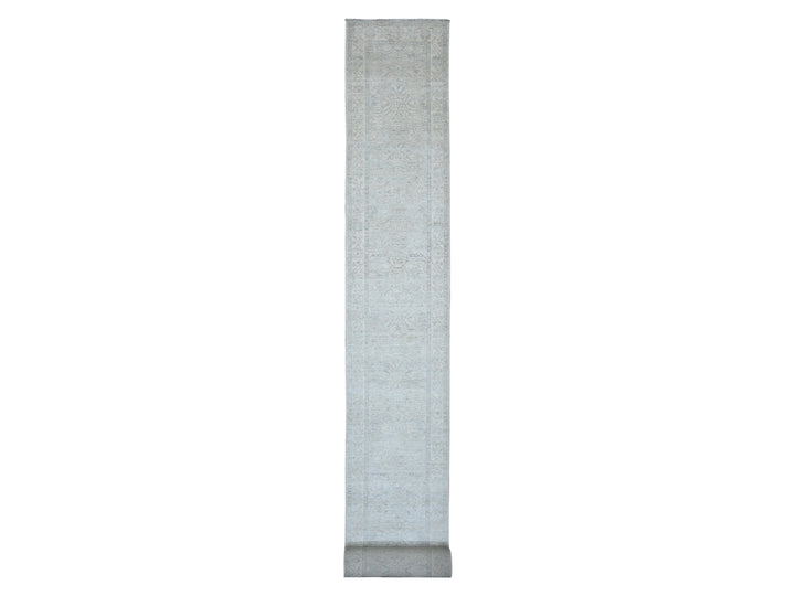2'6" x 28'9" New Hand Knotted Grey Wool Runner Oriental Rug - MOA10220946