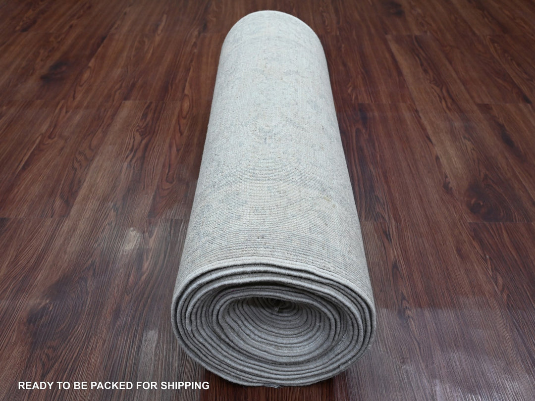 2'6" x 28'9" New Hand Knotted Grey Wool Runner Oriental Rug - MOA10220946