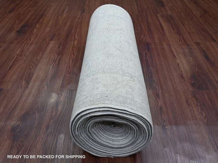 2'6" x 28'9" New Hand Knotted Grey Wool Runner Oriental Rug - MOA10220946