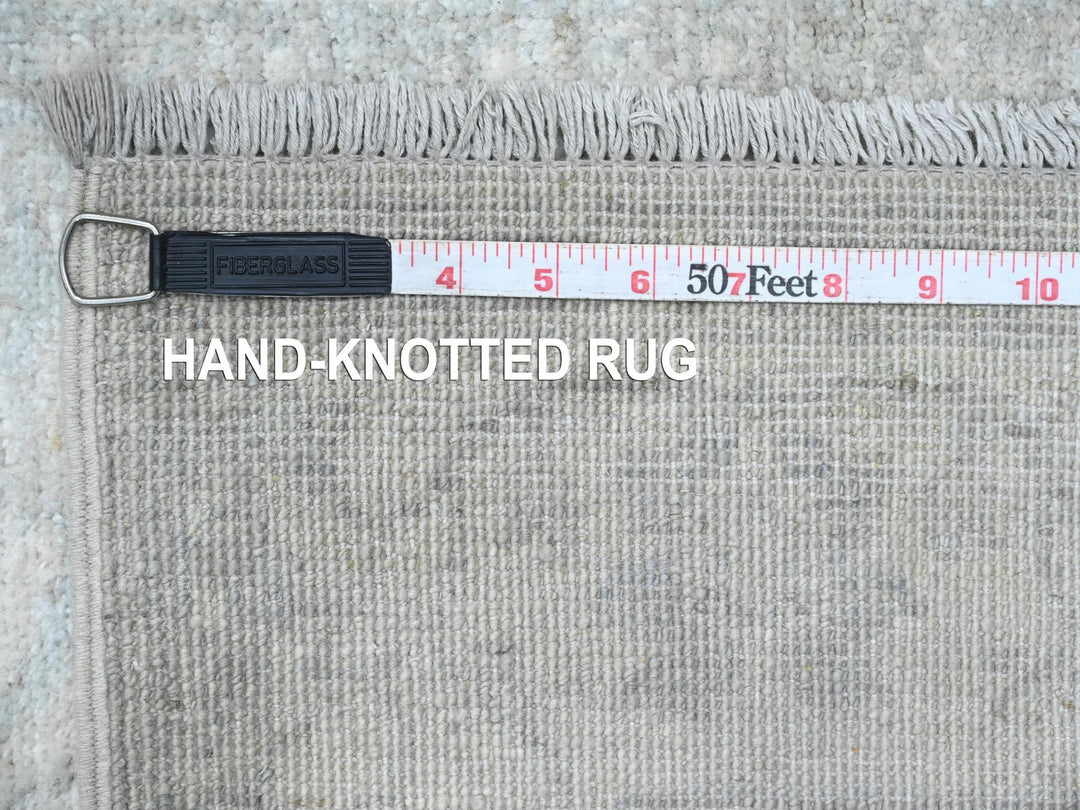 2'6" x 28'9" New Hand Knotted Grey Wool Runner Oriental Rug - MOA10220946
