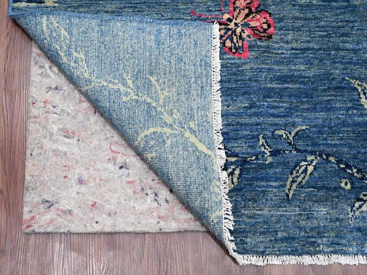 9'2" x 11'10" New Hand Knotted Blue Wool Rectangle Oriental Rug - MOA10220953