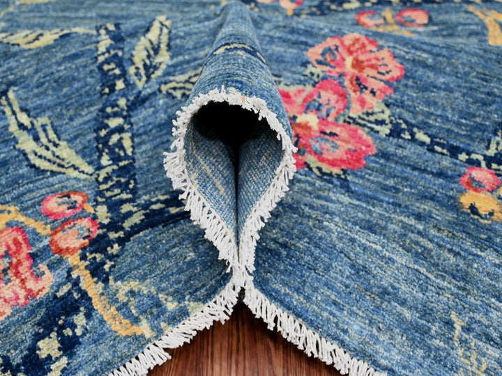 9'2" x 11'10" New Hand Knotted Blue Wool Rectangle Oriental Rug - MOA10220953