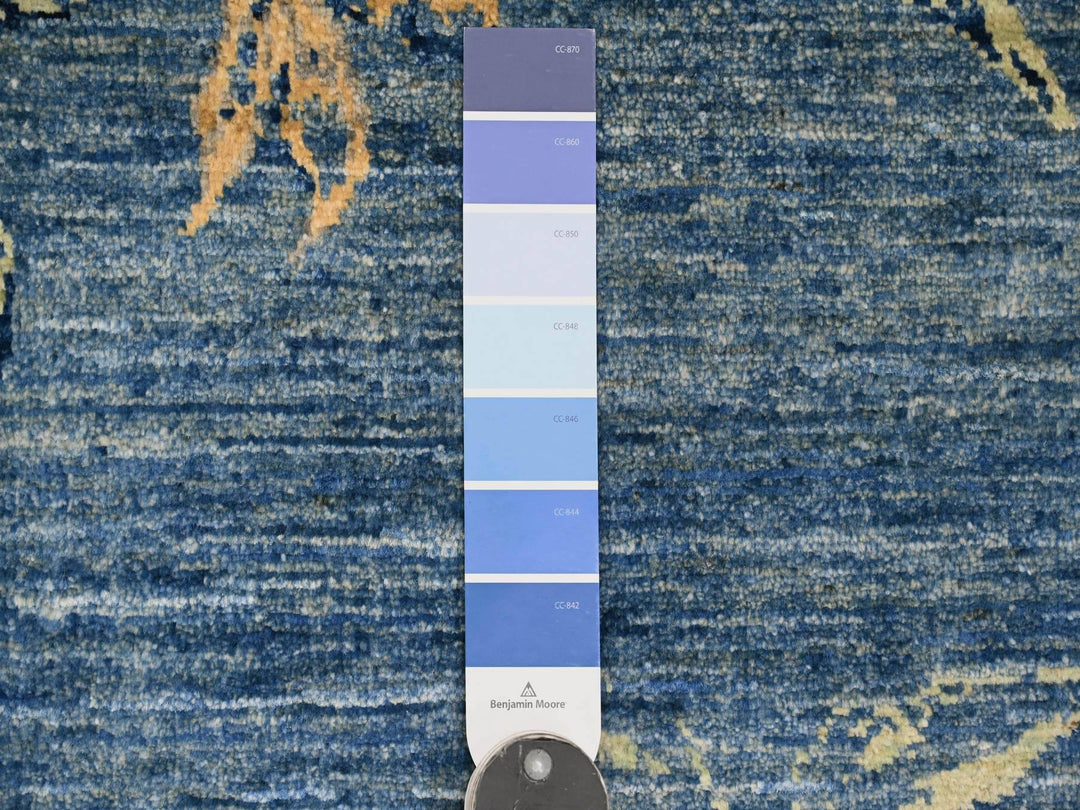9'2" x 11'10" New Hand Knotted Blue Wool Rectangle Oriental Rug - MOA10220953