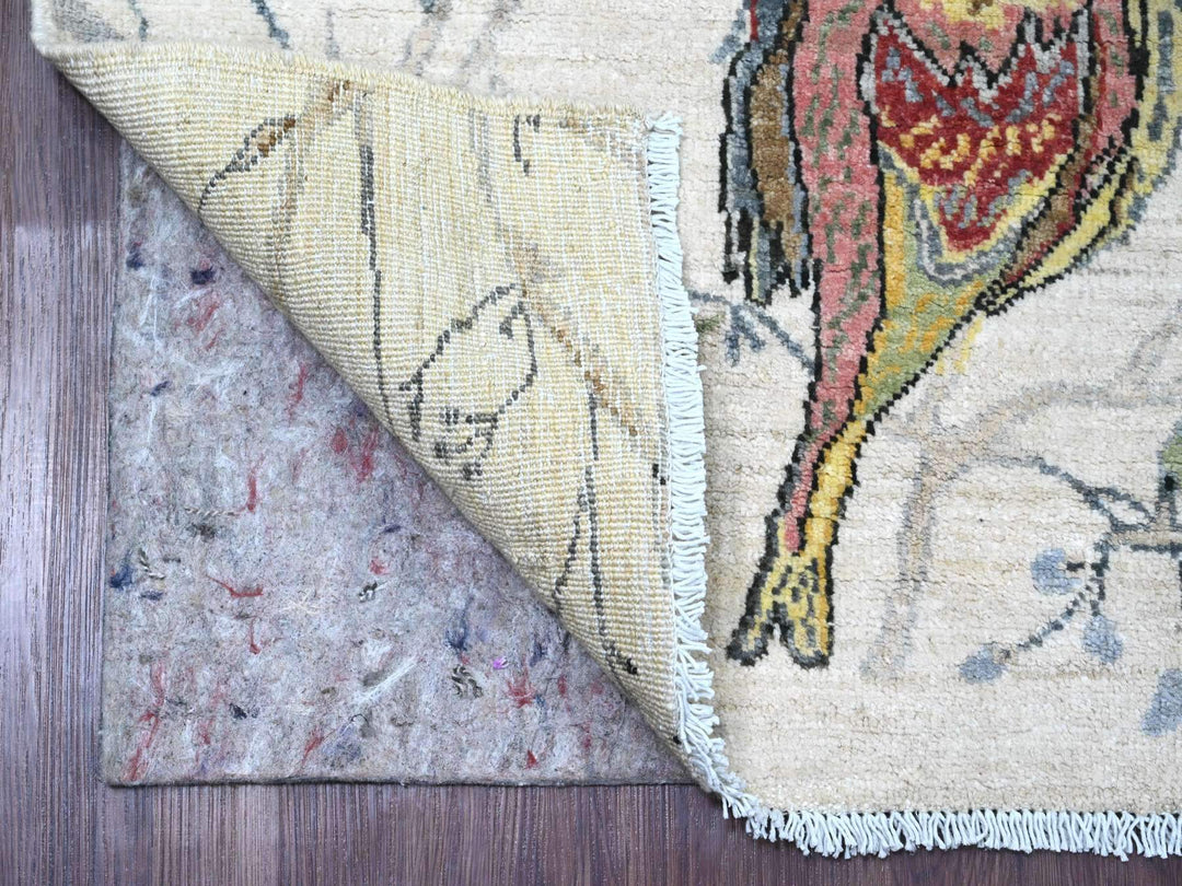 3'11" x 5'11" New Hand Knotted Ivory Wool Rectangle Oriental Rug - MOA10220955