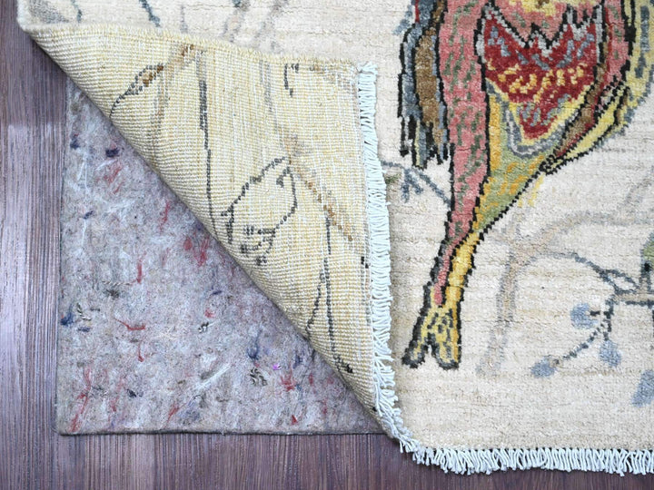 3'11" x 5'11" New Hand Knotted Ivory Wool Rectangle Oriental Rug - MOA10220955