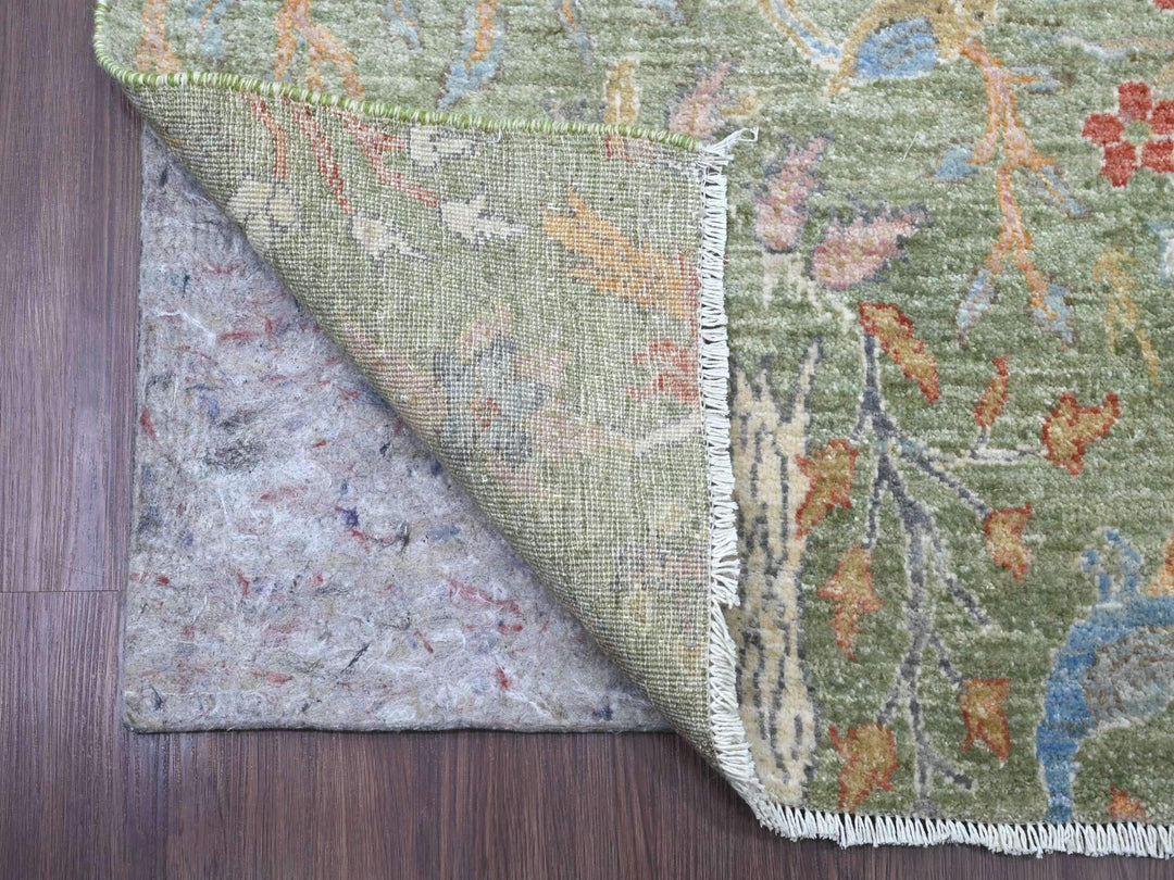 2'6" x 23'11" New Hand Knotted Green Wool Runner Oriental Rug - MOA10220957