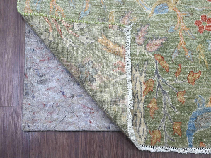 2'6" x 23'11" New Hand Knotted Green Wool Runner Oriental Rug - MOA10220957