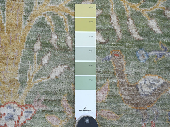 2'6" x 23'11" New Hand Knotted Green Wool Runner Oriental Rug - MOA10220957