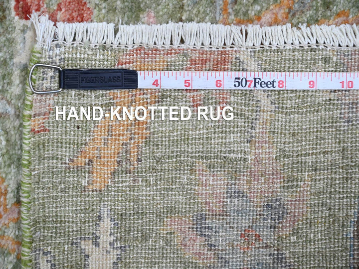 2'6" x 23'11" New Hand Knotted Green Wool Runner Oriental Rug - MOA10220957