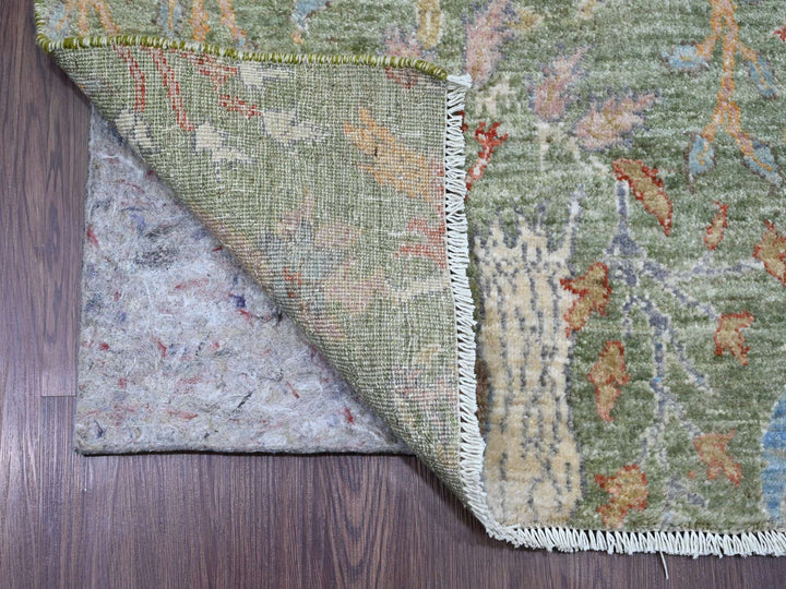 2'6" x 23'11" New Hand Knotted Green Wool Runner Oriental Rug - MOA10220959