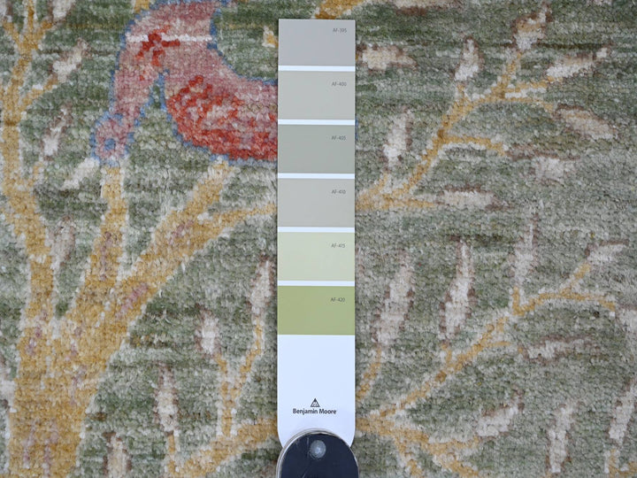 2'6" x 23'11" New Hand Knotted Green Wool Runner Oriental Rug - MOA10220959