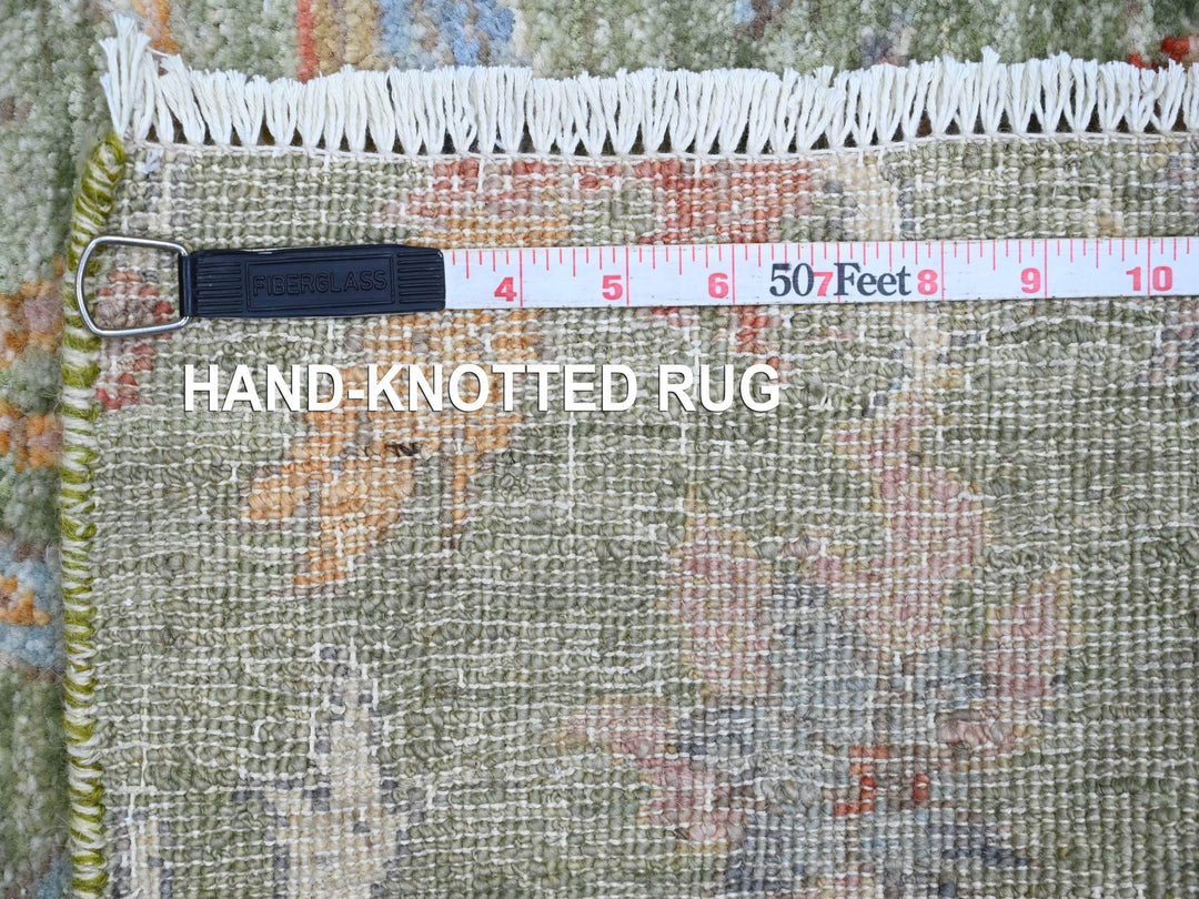 2'6" x 23'11" New Hand Knotted Green Wool Runner Oriental Rug - MOA10220959