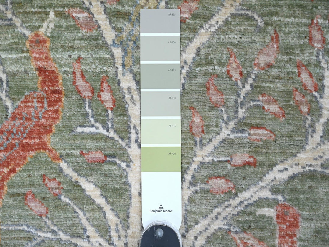 2'6" x 6'1" New Hand Knotted Green Wool Runner Oriental Rug - MOA10220961