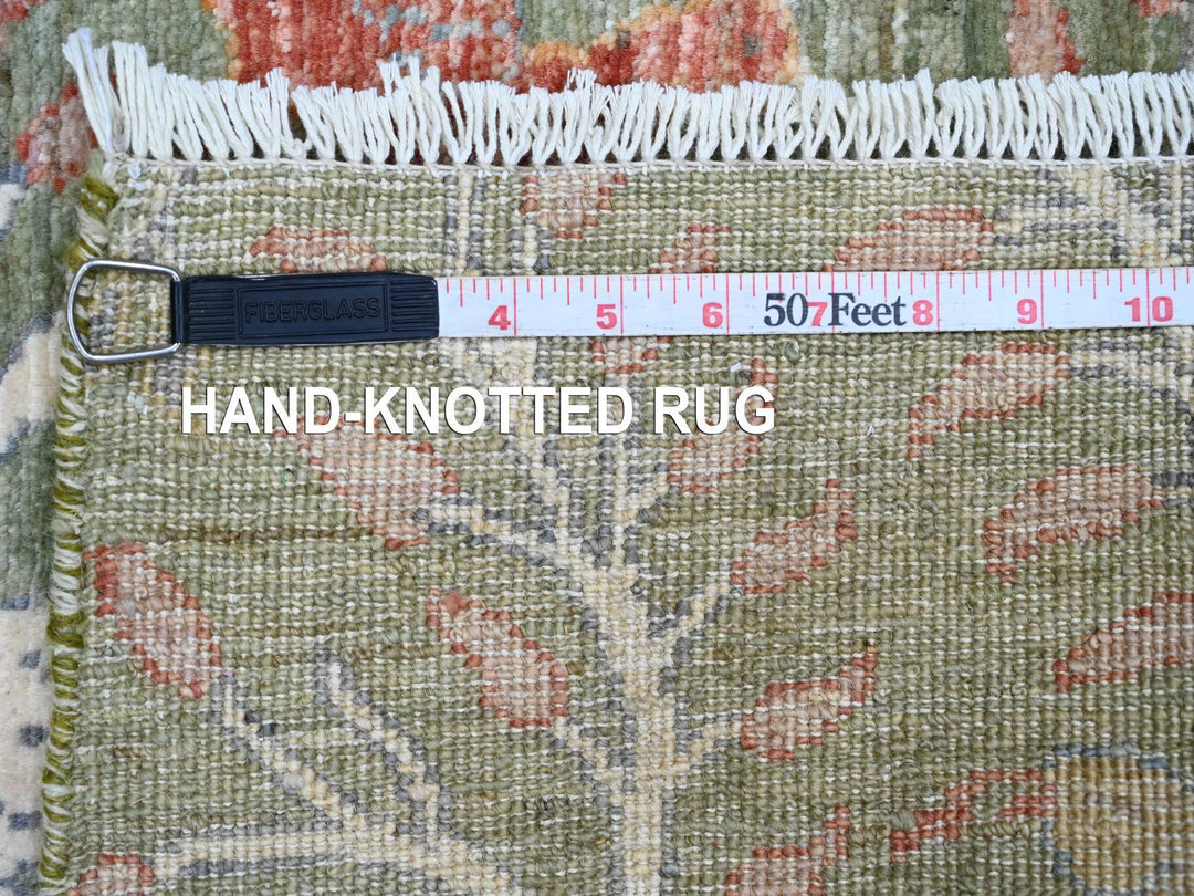 2'6" x 6'1" New Hand Knotted Green Wool Runner Oriental Rug - MOA10220961