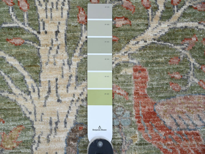 2'7" x 6'0" New Hand Knotted Green Wool Runner Oriental Rug - MOA10220963