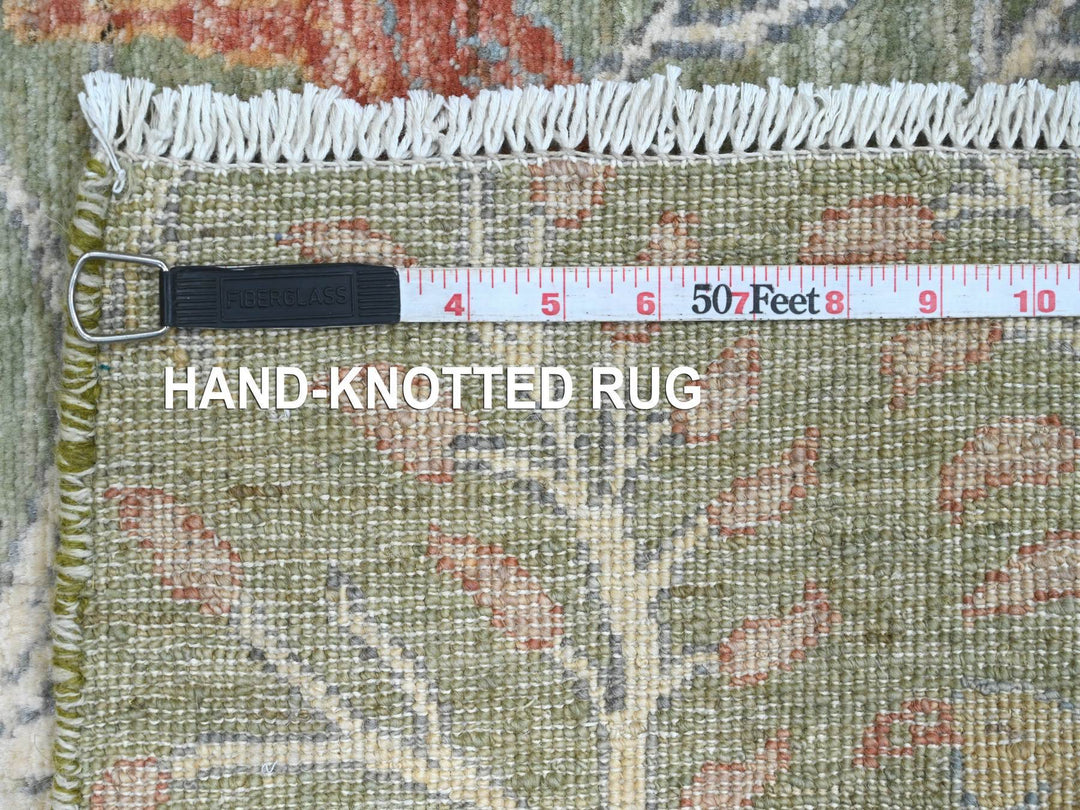 2'7" x 6'0" New Hand Knotted Green Wool Runner Oriental Rug - MOA10220963