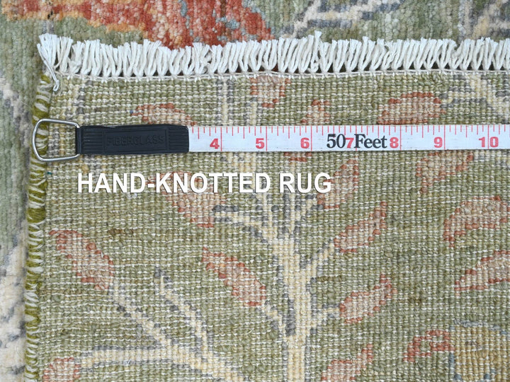2'7" x 6'0" New Hand Knotted Green Wool Runner Oriental Rug - MOA10220963