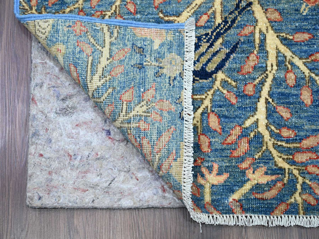 2'9" x 23'4" New Hand Knotted Blue Wool Runner Oriental Rug - MOA10220965