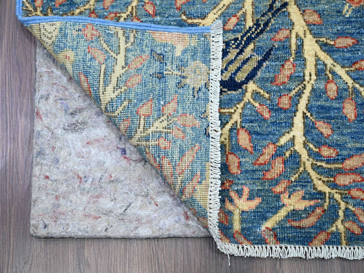 2'9" x 23'4" New Hand Knotted Blue Wool Runner Oriental Rug - MOA10220965