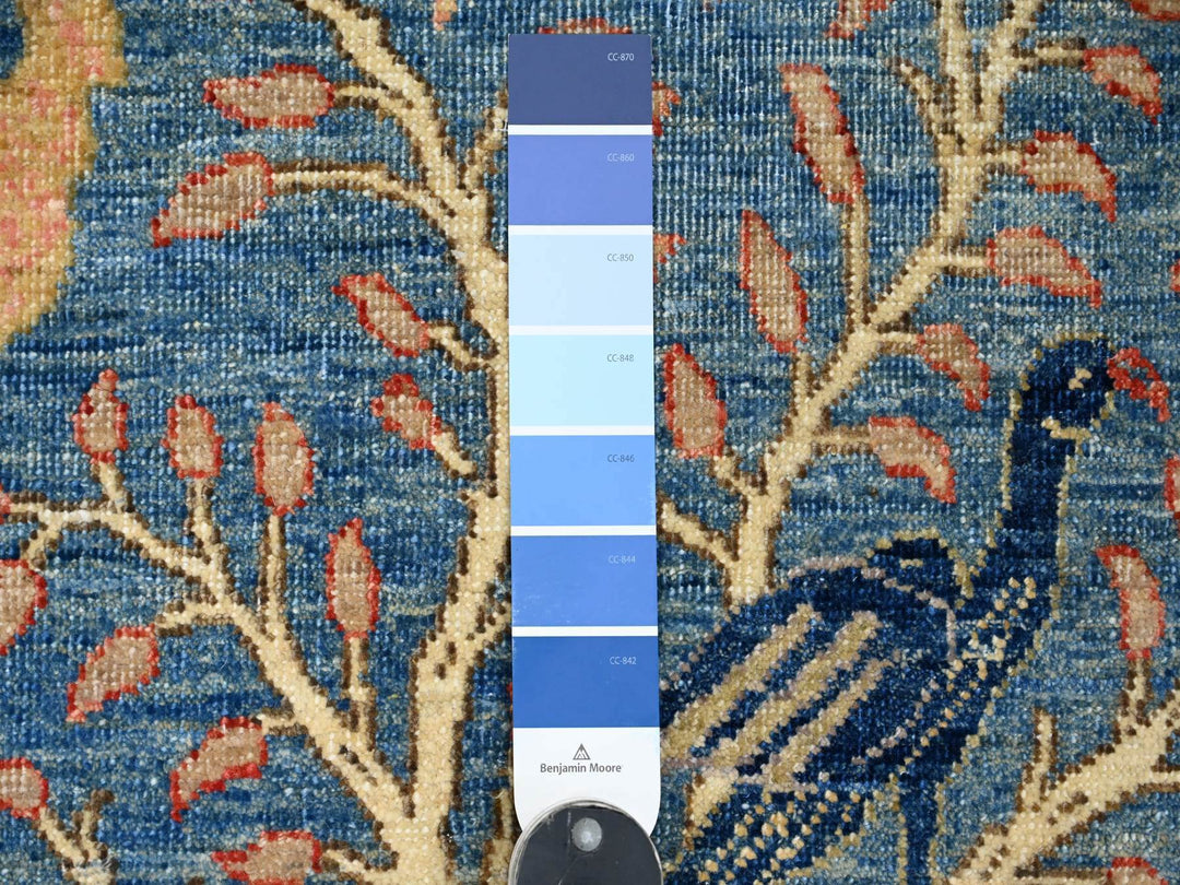 2'9" x 23'4" New Hand Knotted Blue Wool Runner Oriental Rug - MOA10220965