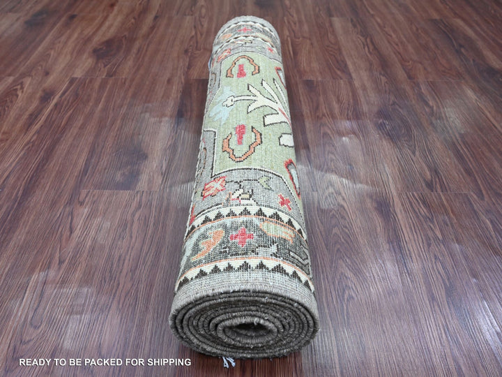 2'7" x 11'6" New Hand Knotted Grey Wool Runner Oriental Rug - MOA10220967